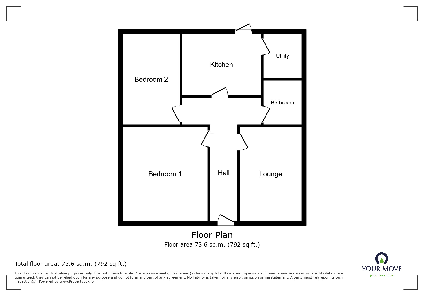 Floorplan of 2 bedroom Semi Detached Bungalow for sale, Tatenhill Lane, Branston, Staffordshire, DE14