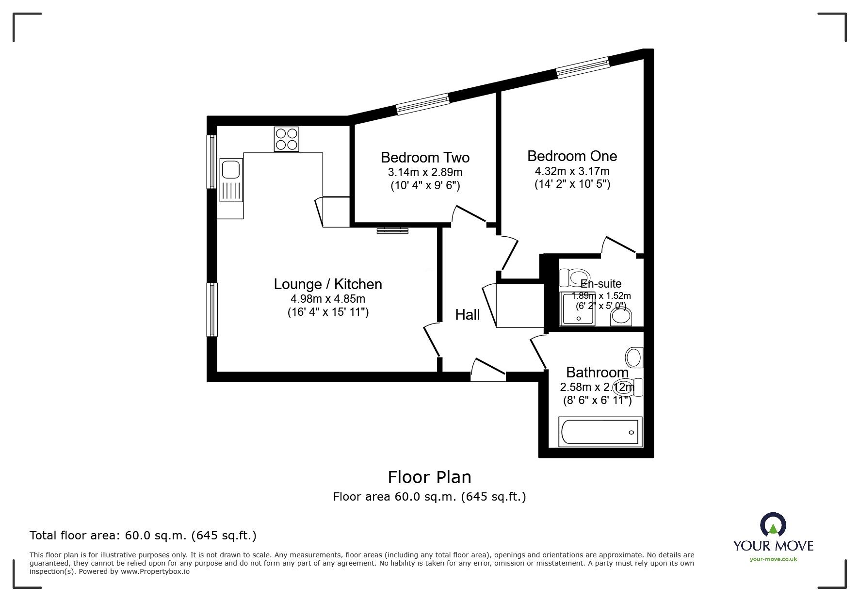 Floorplan of 2 bedroom  Flat to rent, Ashbourne Road, Derby, Derbyshire, DE22