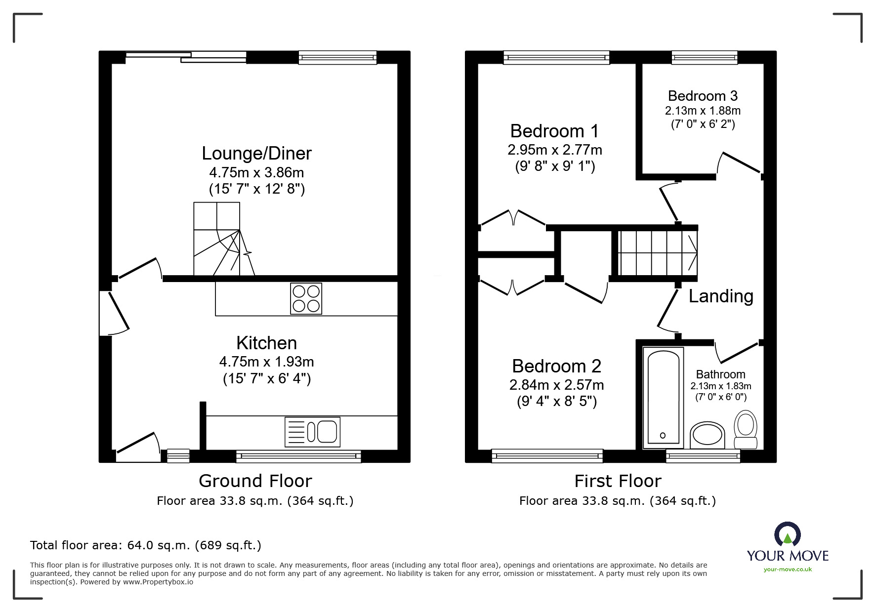Floorplan of 3 bedroom Semi Detached House for sale, Waverley Lane, Burton-on-Trent, Staffordshire, DE14