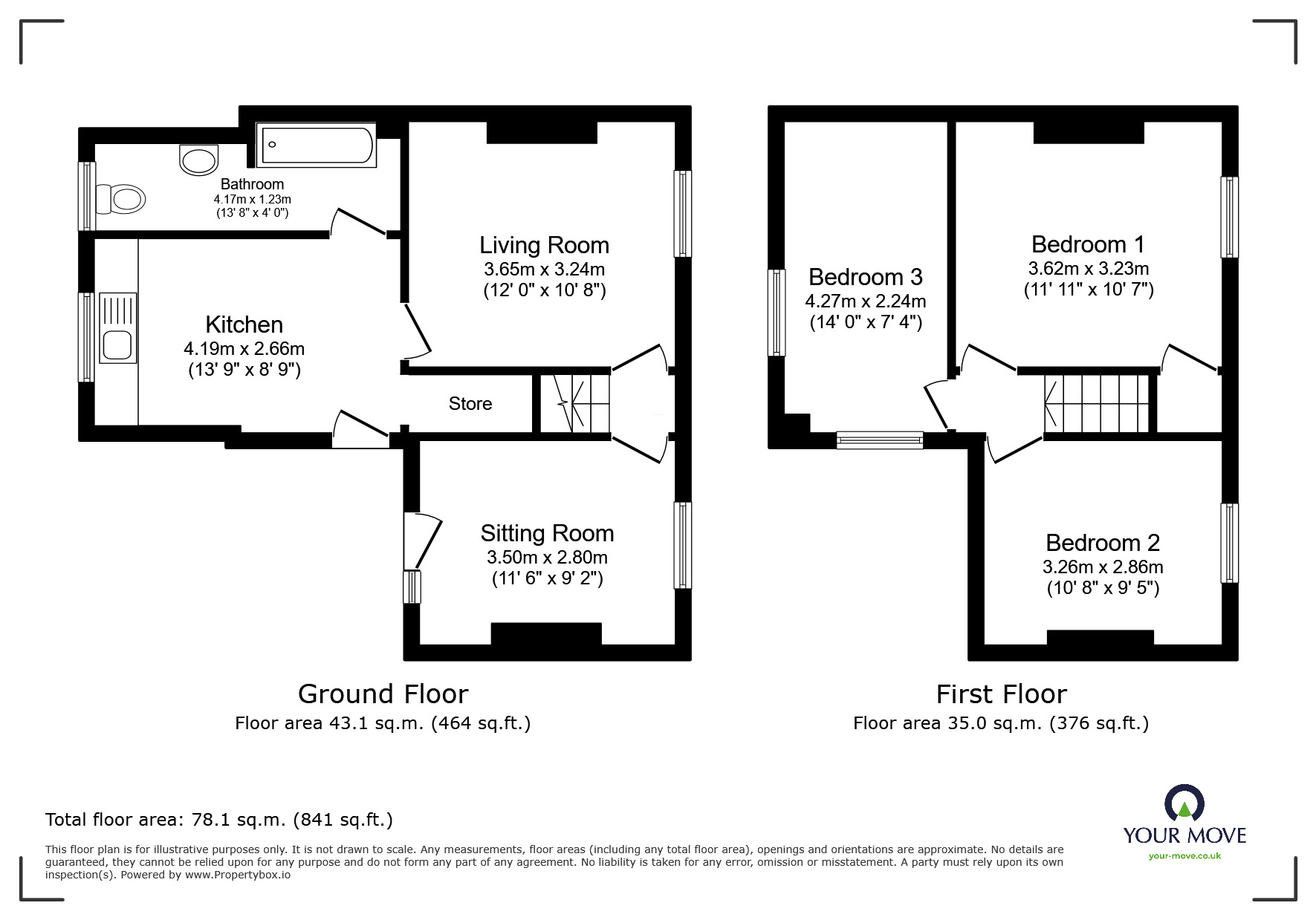 Floorplan of 3 bedroom Semi Detached House for sale, Rosliston Road, Burton-on-Trent, Staffordshire, DE15