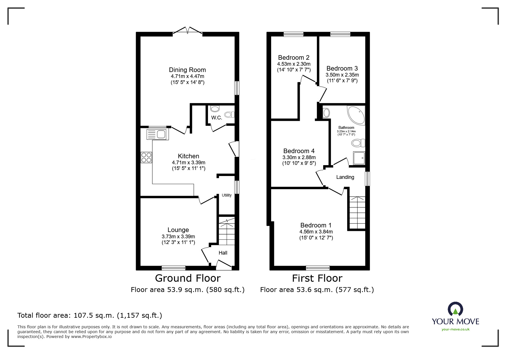 Floorplan of 3 bedroom Semi Detached House for sale, Main Street, Weston-on-Trent, Derbyshire, DE72