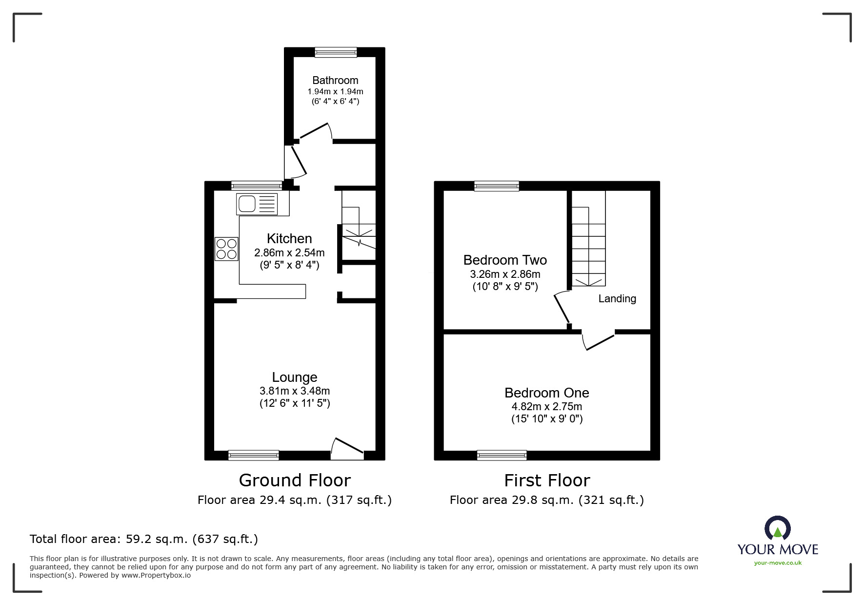 Floorplan of 2 bedroom Mid Terrace House to rent, Dallow Street, Burton-on-Trent, Staffordshire, DE14