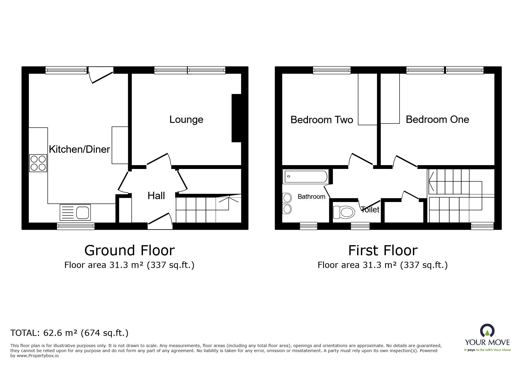 Floorplan of 2 bedroom Semi Detached House to rent, Peregrine Close, Burton-on-Trent, Staffordshire, DE15