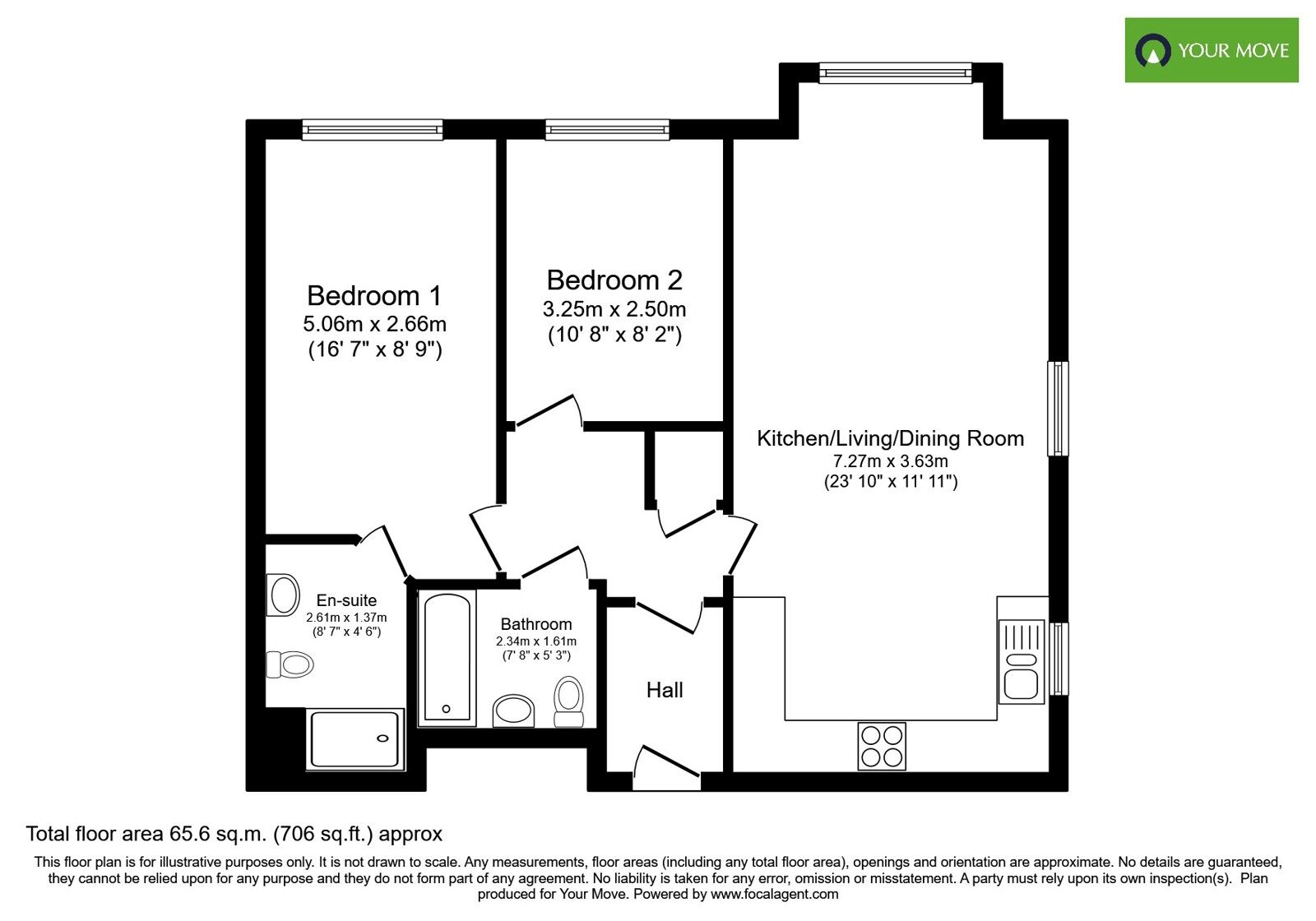 Floorplan of 2 bedroom Flat for sale, Fellows Drive, Burton-on-Trent, Staffordshire, DE14