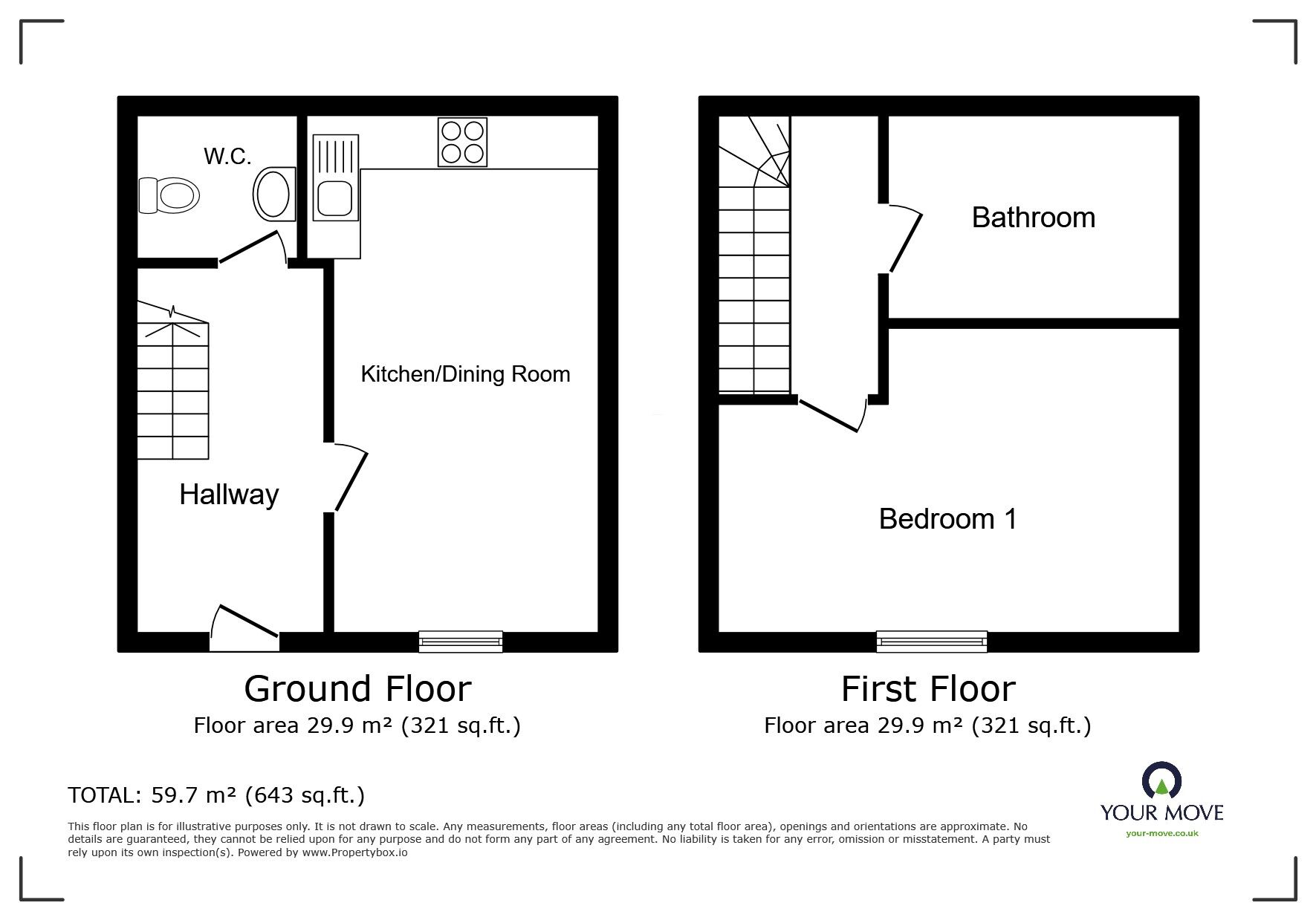 Floorplan of 1 bedroom Mid Terrace House for sale, Iris Court, Bluebell Way, Burton-on-Trent, DE13