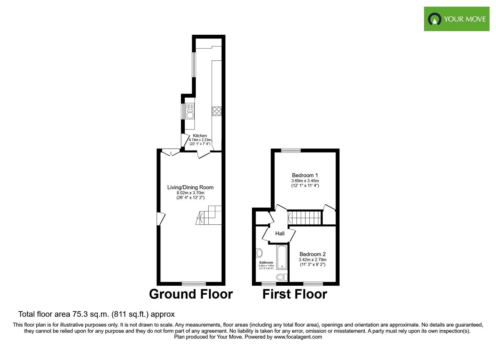 Floorplan of 2 bedroom Mid Terrace House for sale, Beech Street, Burton-on-Trent, Staffordshire, DE14