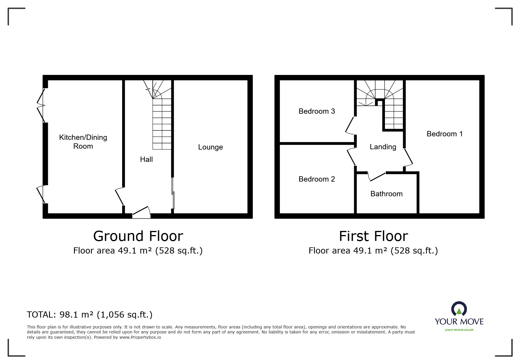 Floorplan of 3 bedroom Semi Detached House for sale, Field Close, Hilton, Derbyshire, DE65