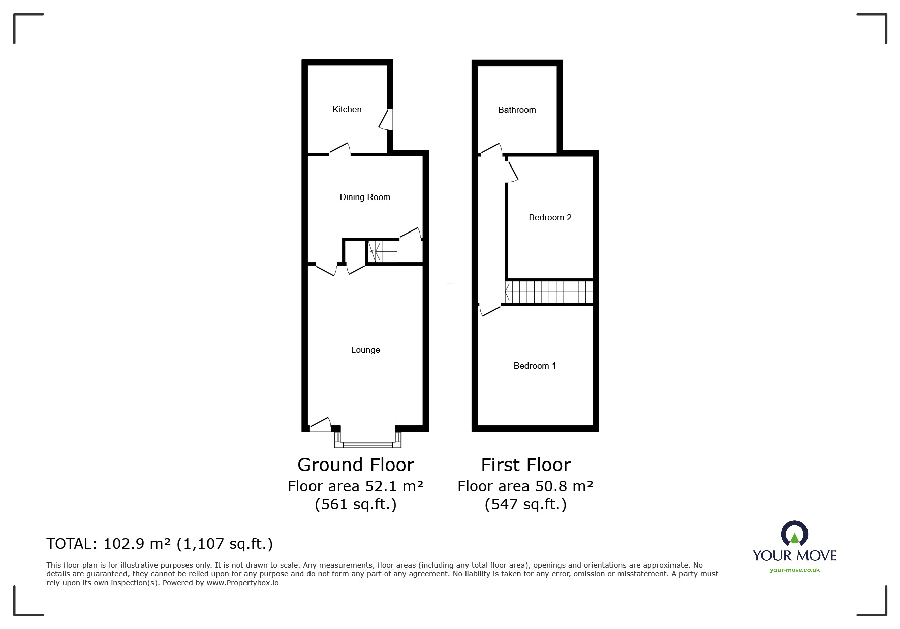 Floorplan of 2 bedroom Mid Terrace House for sale, Ferry Street, Burton-on-Trent, Staffordshire, DE15