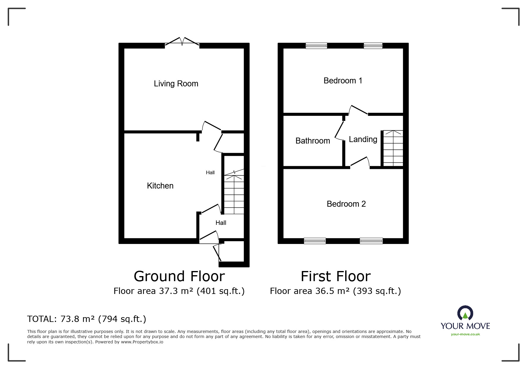 Floorplan of 2 bedroom Mid Terrace House for sale, Hanbury Avenue, Hatton, Derbyshire, DE65