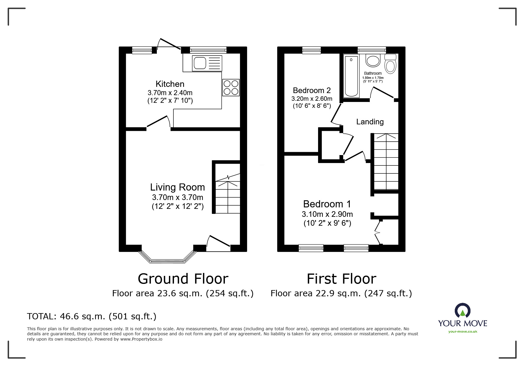 Floorplan of 2 bedroom Semi Detached House to rent, Glamis Close, Stretton, Staffordshire, DE13
