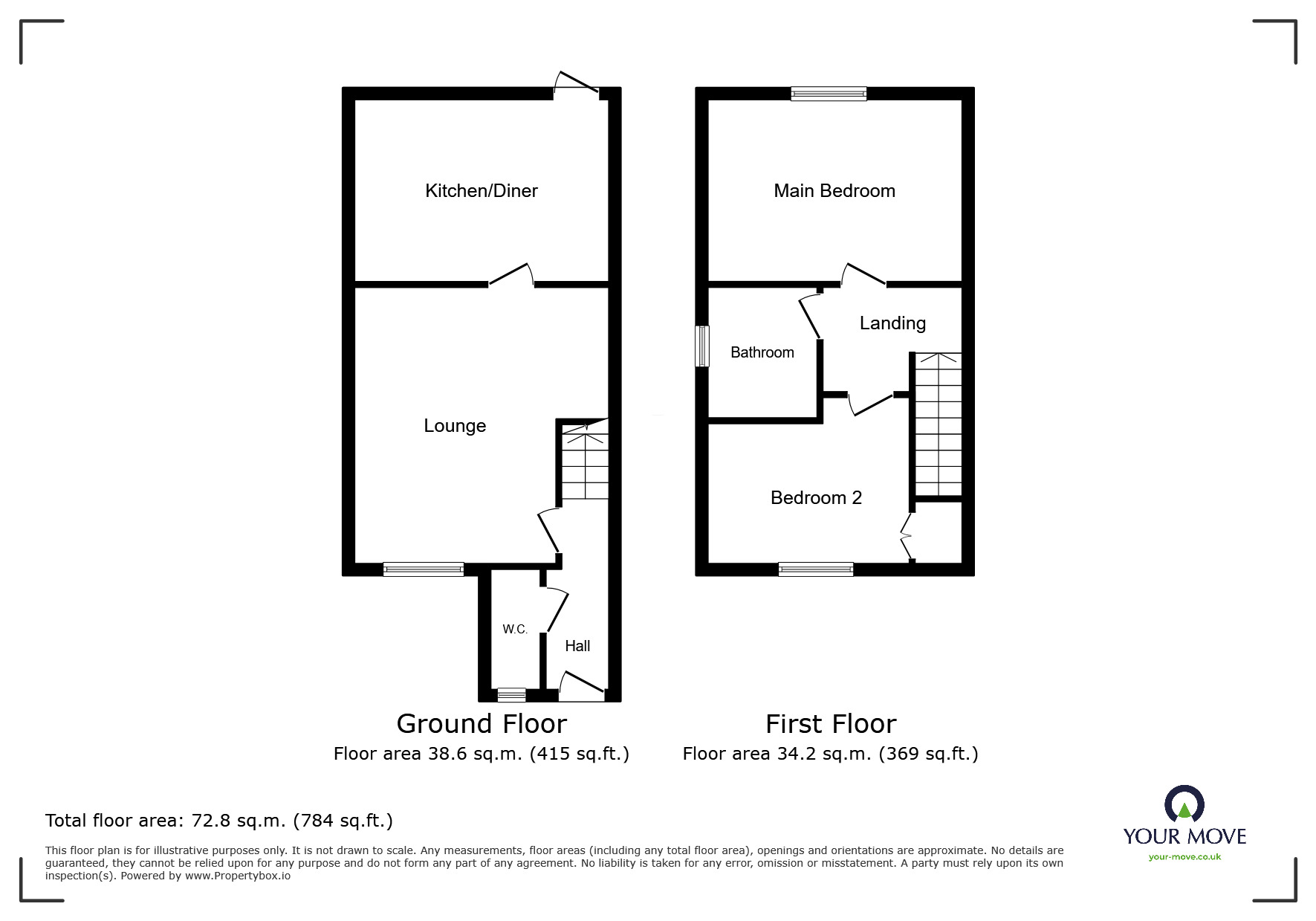 Floorplan of 2 bedroom Semi Detached House for sale, Moncreiff Drive, Stretton, Staffordshire, DE13