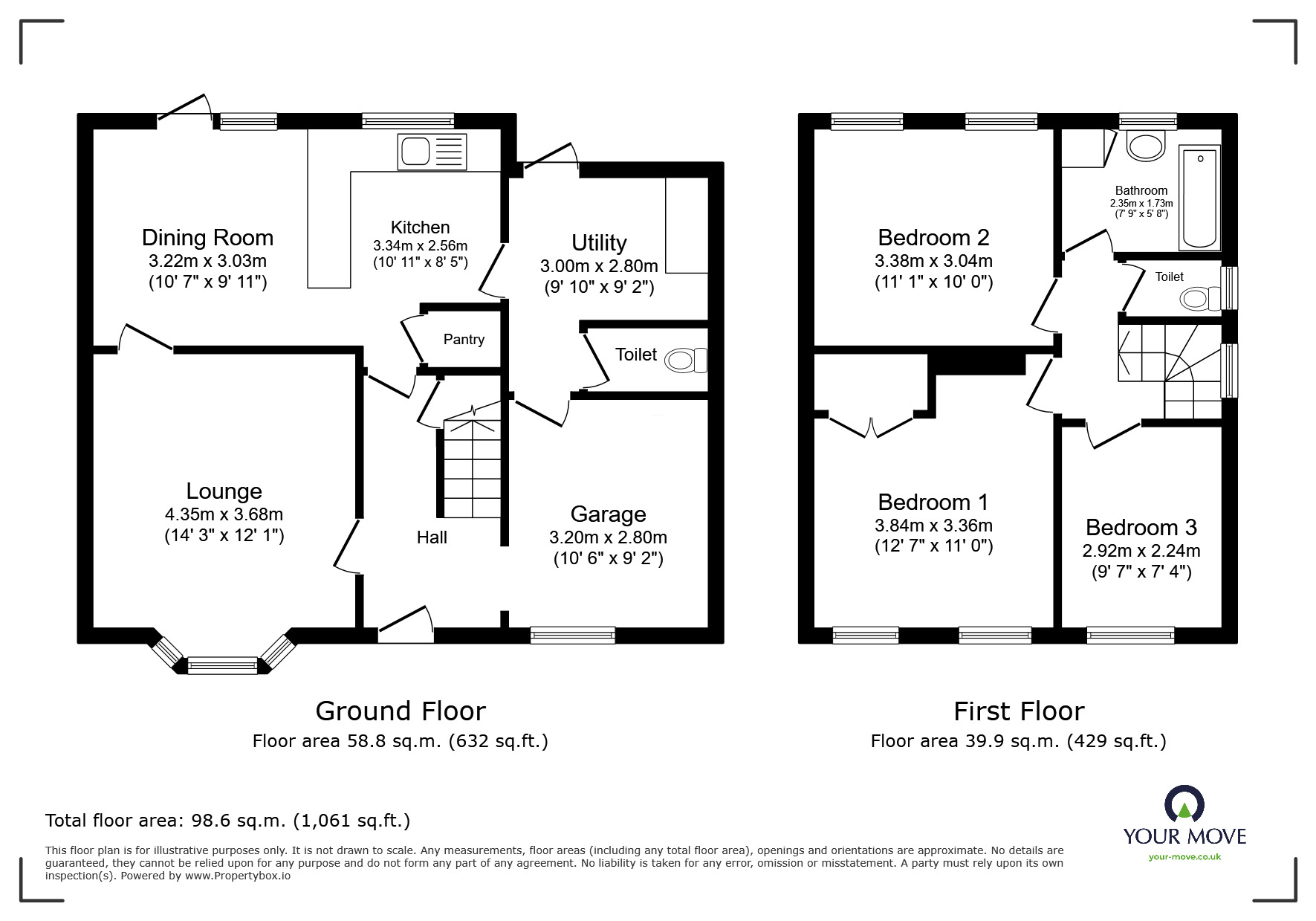 Floorplan of 3 bedroom Semi Detached House to rent, Essex Road, Burton-on-Trent, Staffordshire, DE15