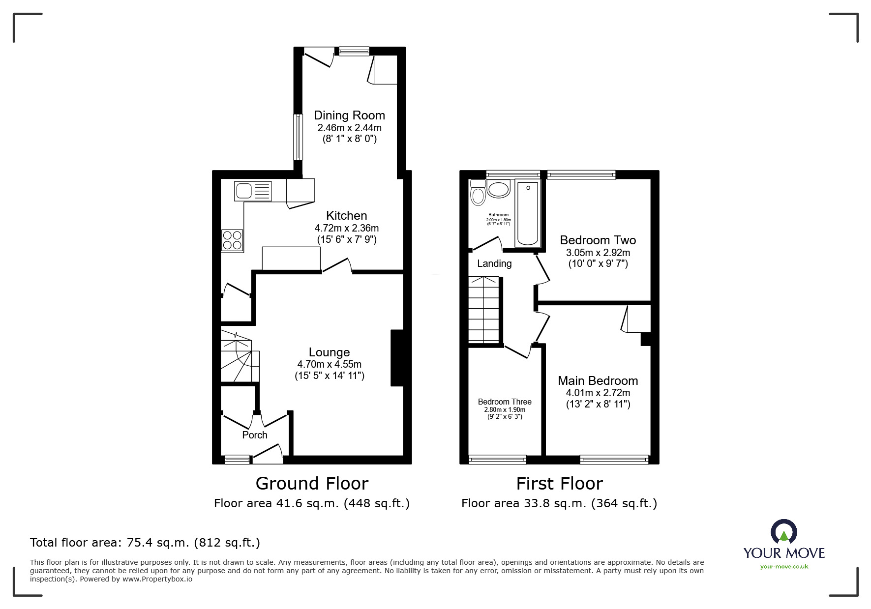 Floorplan of 3 bedroom Mid Terrace House for sale, Harrow Drive, Burton-on-Trent, Staffordshire, DE14