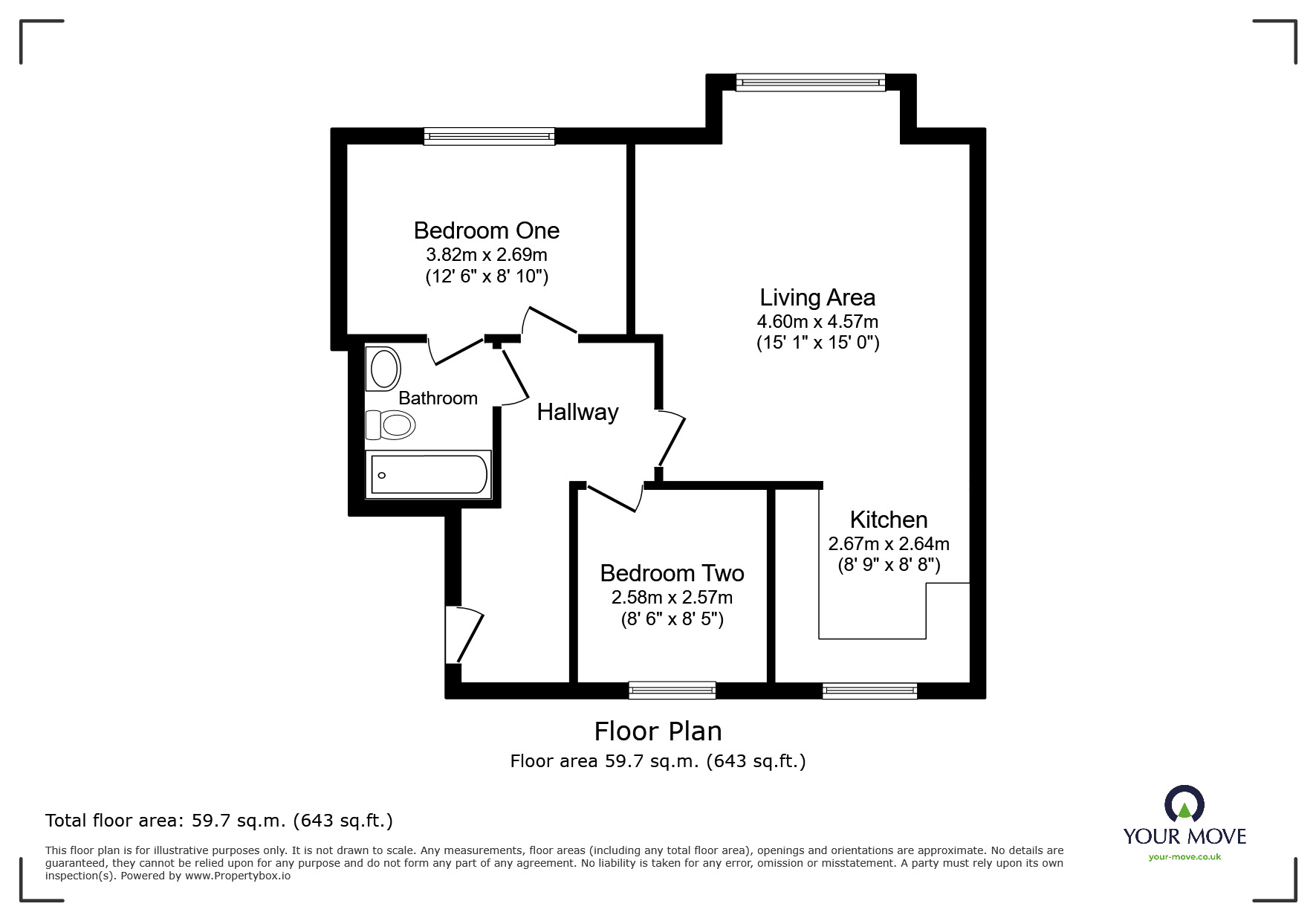 Floorplan of 2 bedroom  Flat to rent, Caxton Court, Burton-on-Trent, Staffordshire, DE14