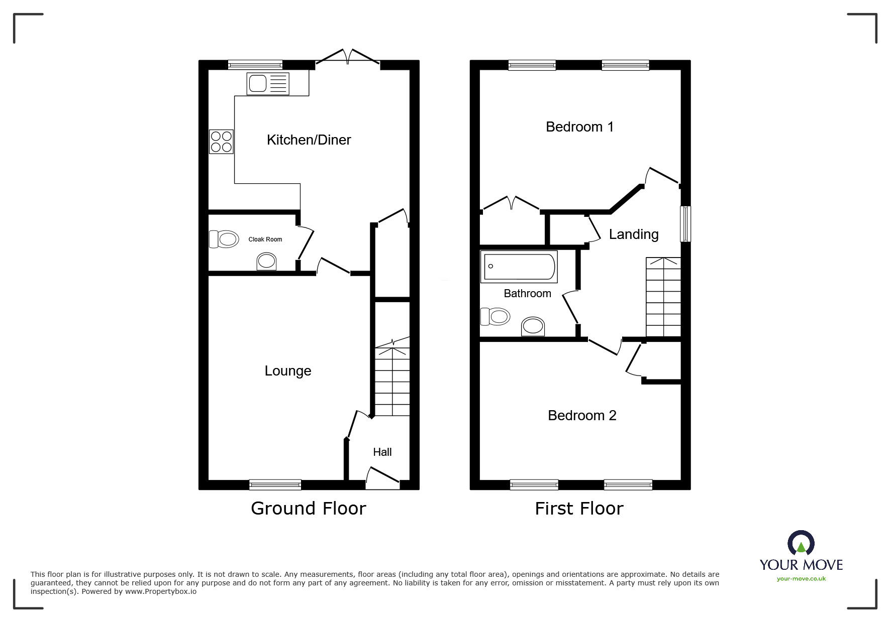 Floorplan of 2 bedroom Mid Terrace House for sale, Coltman Close, Stapenhill, Staffordshire,, DE15