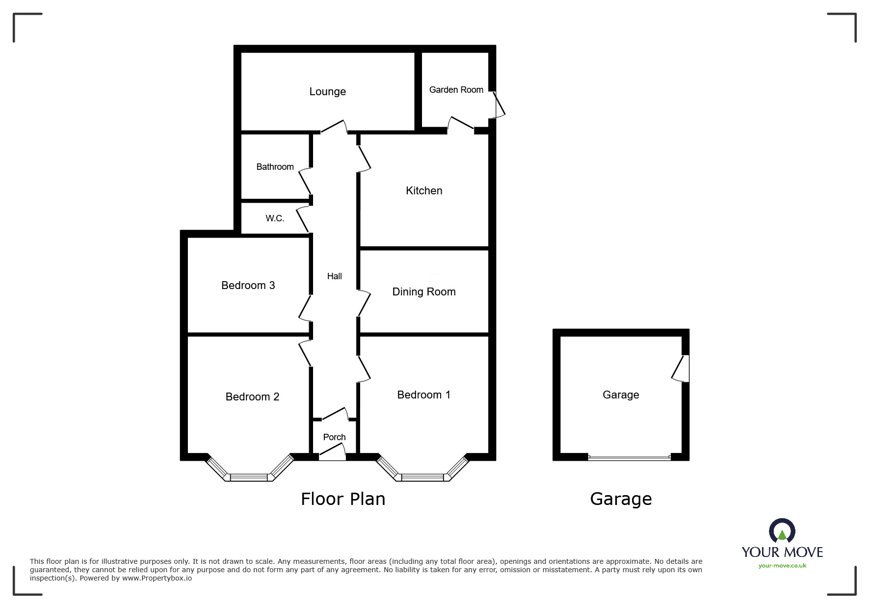 Floorplan of 3 bedroom Detached Bungalow for sale, Rosliston Road South, Drakelow, Derbyshire, DE15