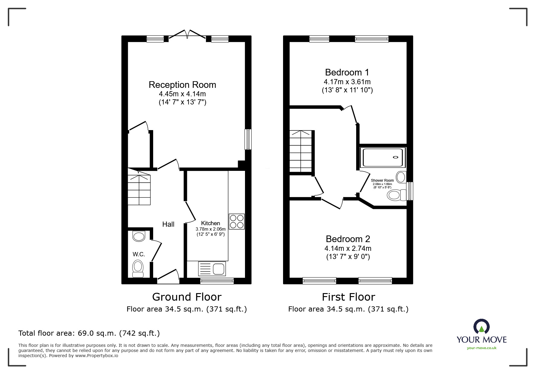 Floorplan of 2 bedroom Semi Detached House for sale, Parkinson Road, Burton-on-Trent, Staffordshire, DE13