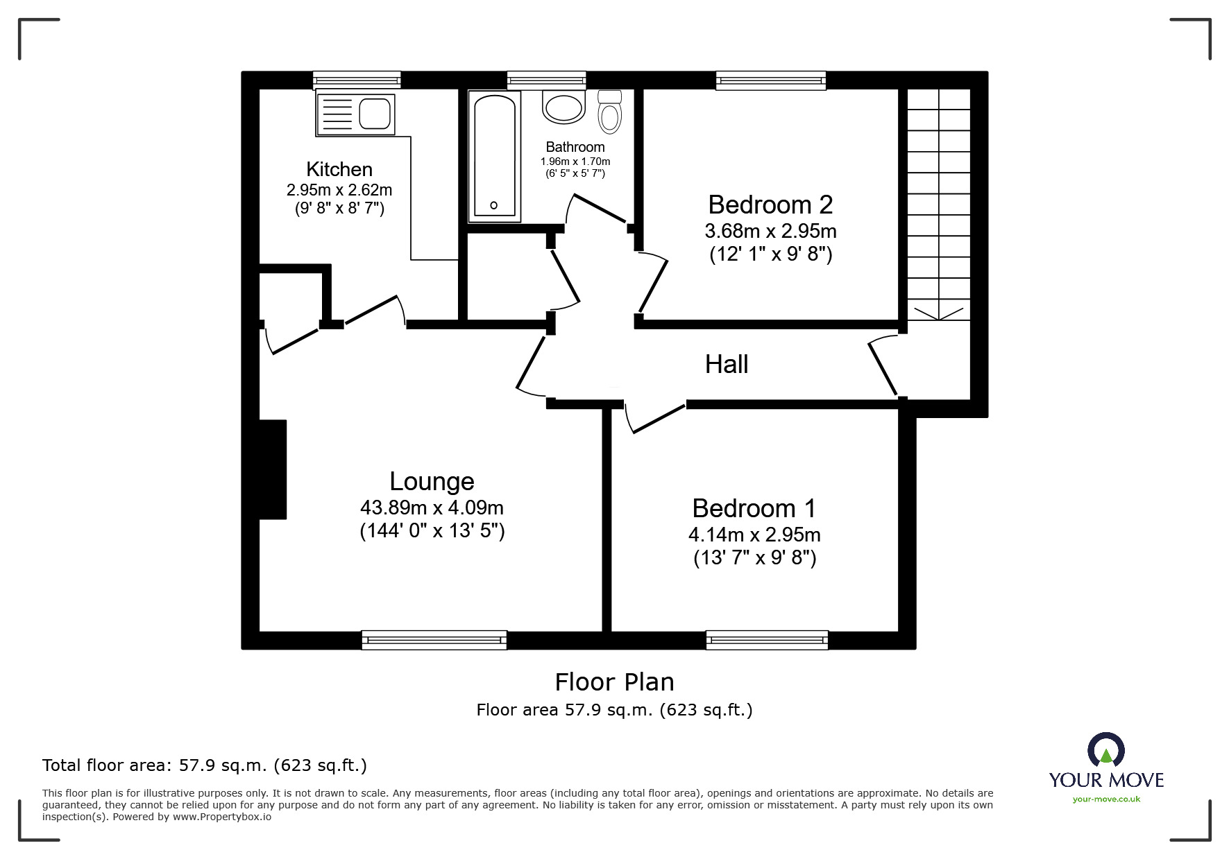Floorplan of 2 bedroom Flat for sale, Manor Crescent, Burton-on-Trent, Staffordshire, DE15