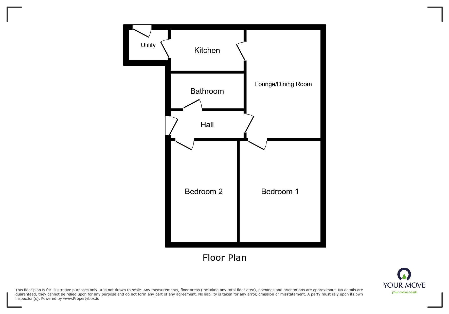 Floorplan of 2 bedroom Semi Detached Bungalow for sale, Clewley Road, Branston, Staffordshire, DE14