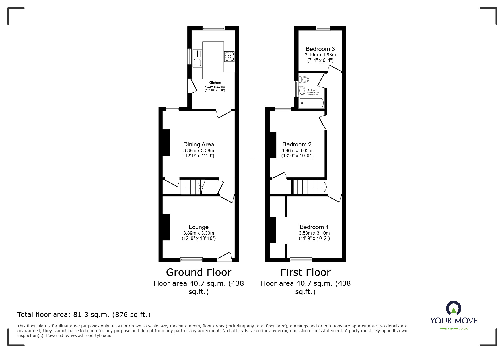 Floorplan of 3 bedroom Mid Terrace House for sale, Carlton Street, Burton Upon Trent, Staffordshire, DE13