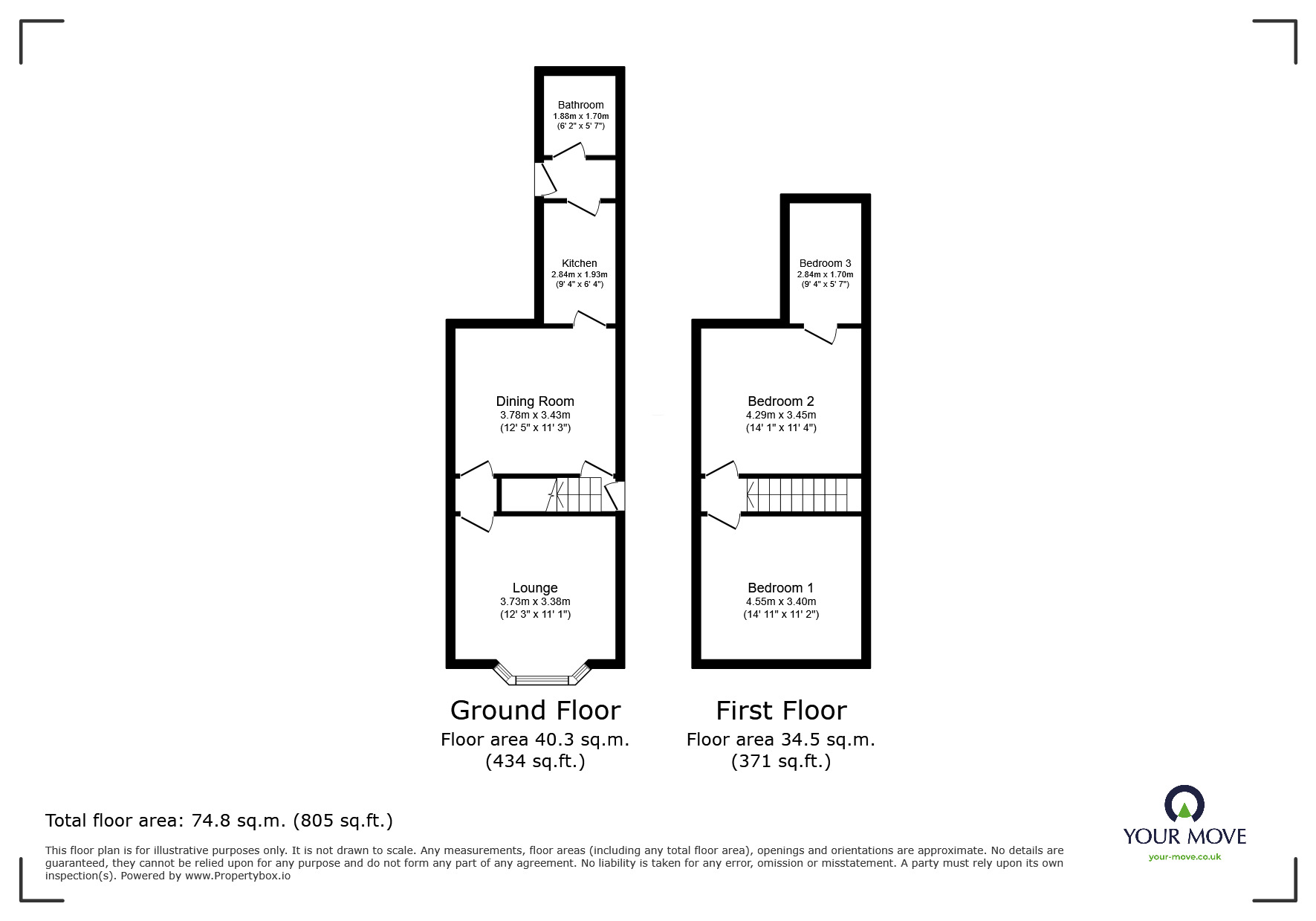 Floorplan of 3 bedroom Mid Terrace House for sale, Shobnall Street, Burton-on-Trent, Staffordshire, DE14