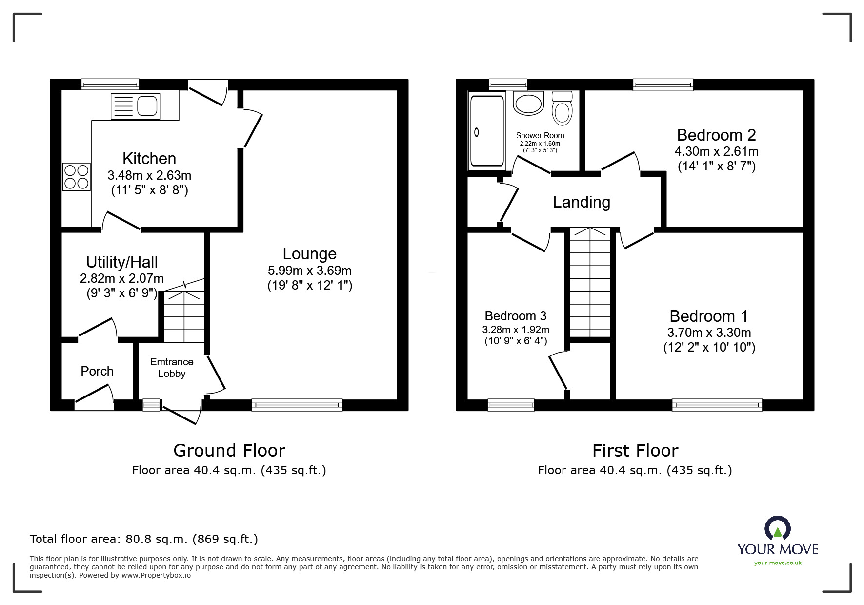 Floorplan of 3 bedroom Mid Terrace House for sale, Sandalwood Road, Burton-on-Trent, Staffordshire, DE15