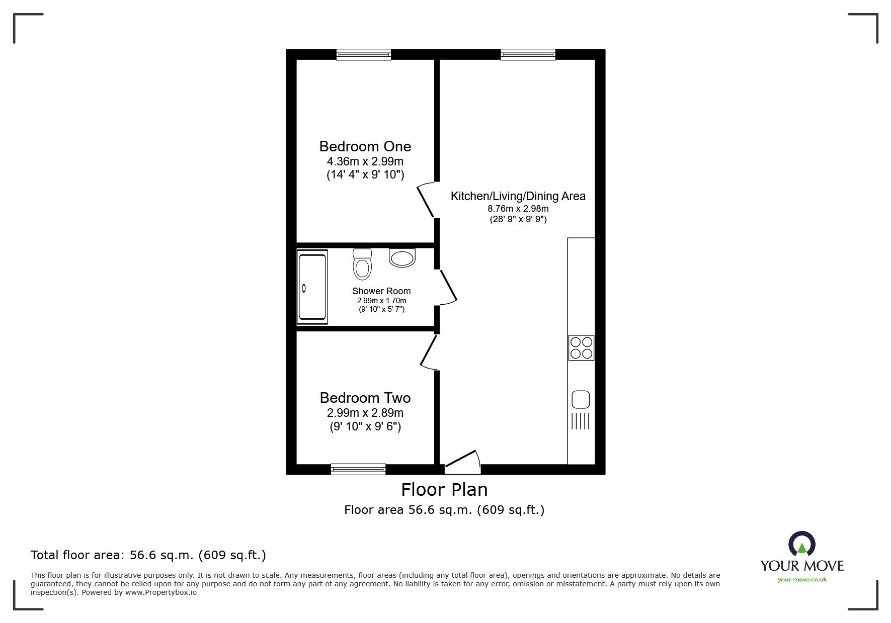 Floorplan of 2 bedroom  Flat to rent, The Maltings, Wetmore Road, Staffordshire,, DE14