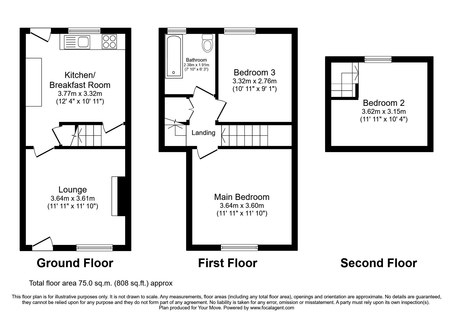 Floorplan of 3 bedroom Mid Terrace House for sale, Craven Street, Burton-on-Trent, Staffordshire, DE13