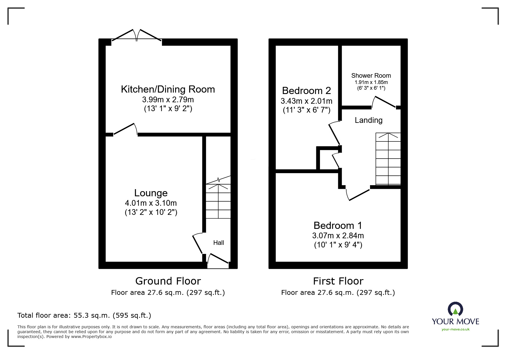 Floorplan of 2 bedroom Semi Detached House for sale, Crestwood Close, Stretton, Staffordshire, DE13