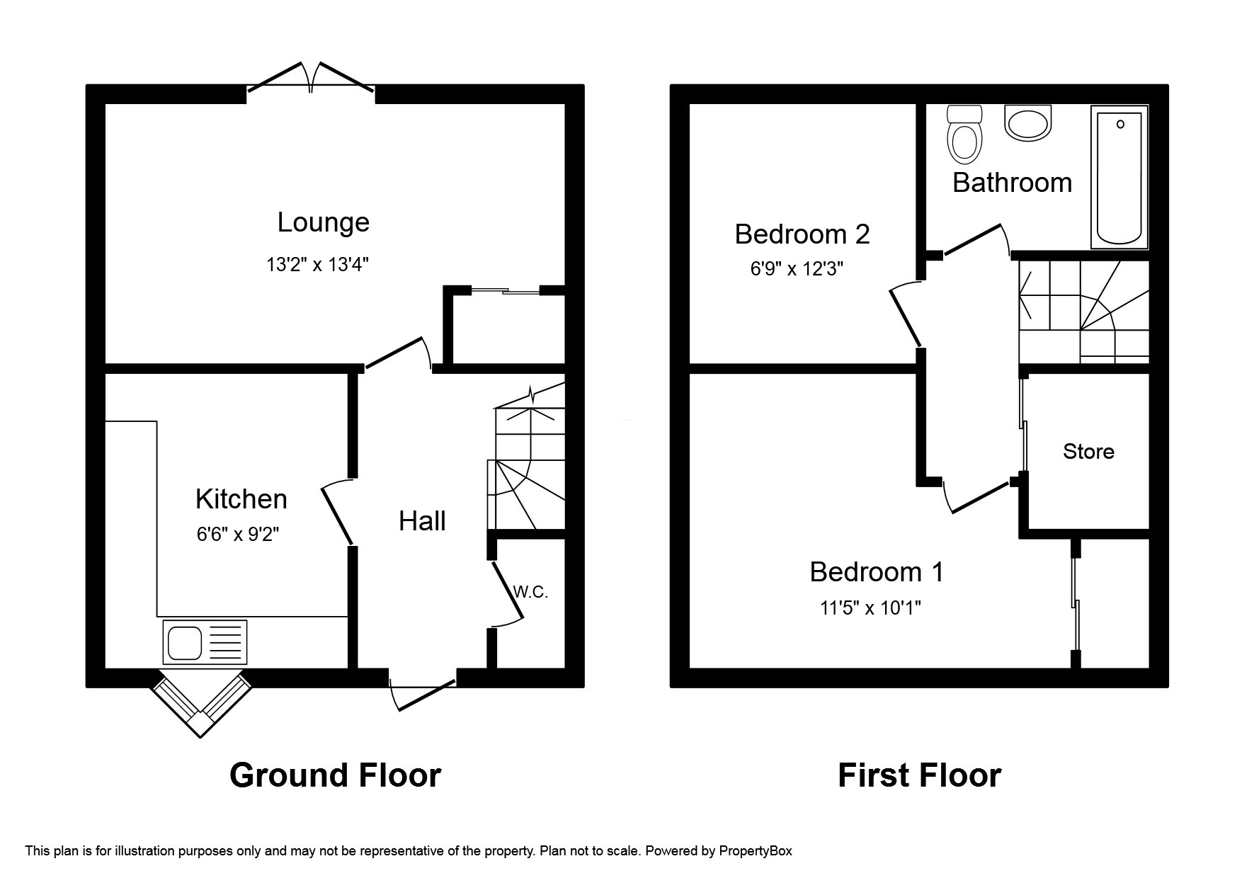 Floorplan of 2 bedroom Mid Terrace House to rent, Hawfield Lane, Burton-on-Trent, Staffordshire, DE15