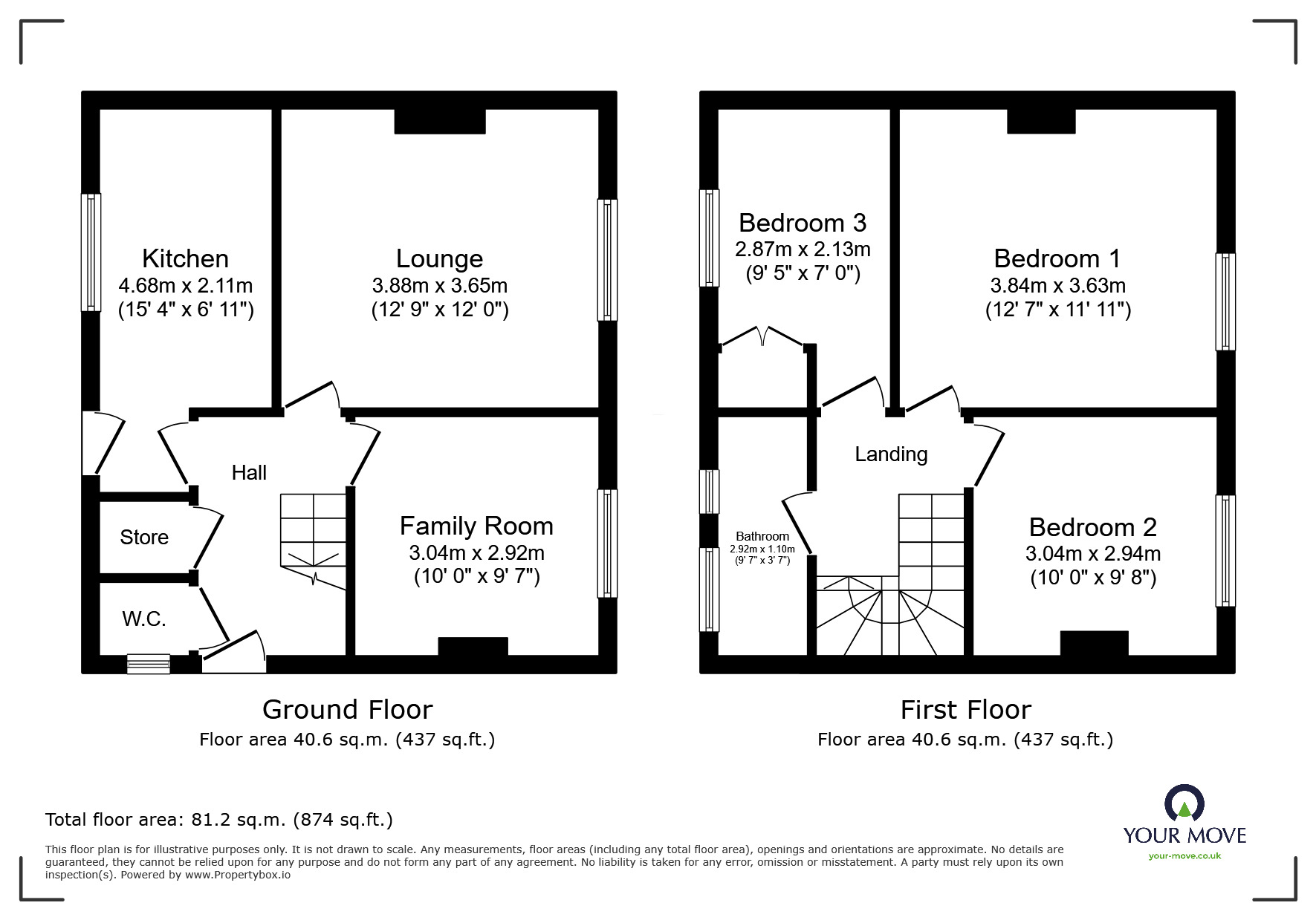 Floorplan of 3 bedroom Semi Detached House for sale, Bladon Street, Burton-on-Trent, Staffordshire, DE15