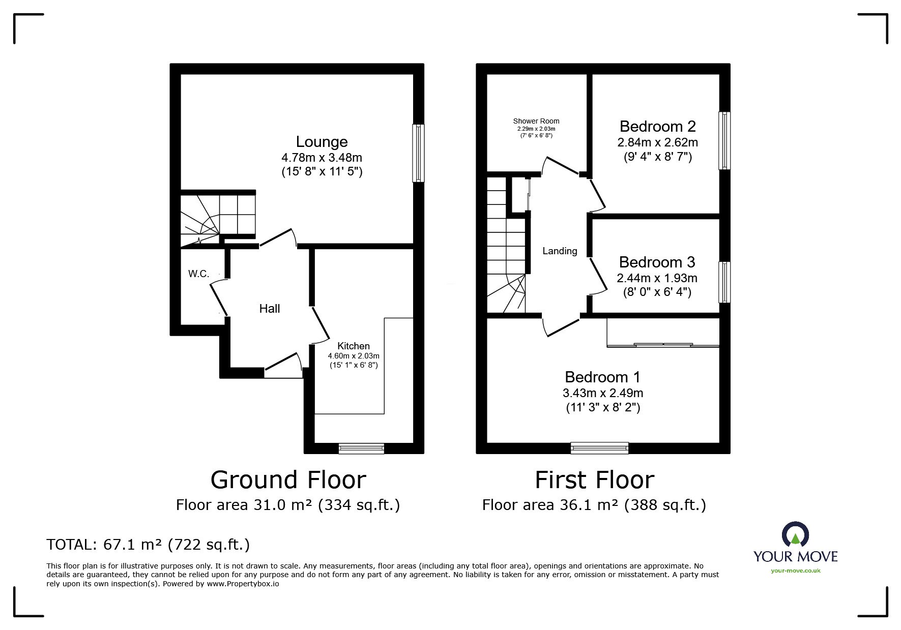 Floorplan of 3 bedroom House to rent, Hawfield Lane, Burton-on-Trent, Staffordshire, DE15