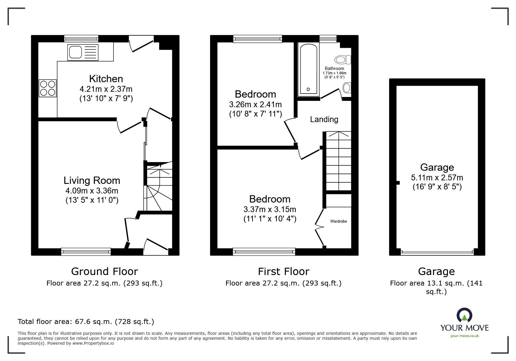 Floorplan of 2 bedroom Mid Terrace House for sale, Torrance Close, Branston, Staffordshire, DE14