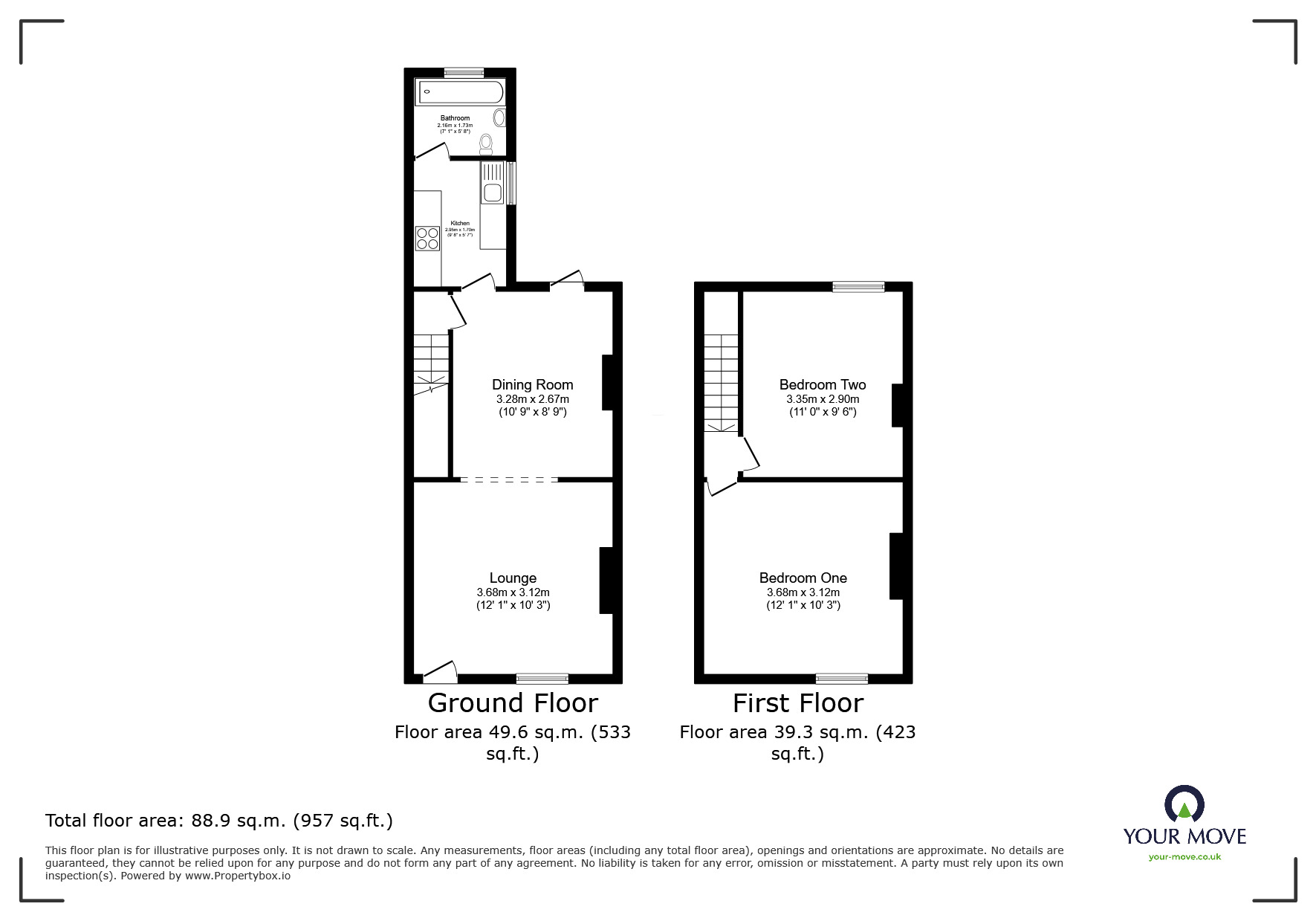 Floorplan of 2 bedroom Mid Terrace House to rent, Princess Street, Burton-on-Trent, Staffordshire, DE14
