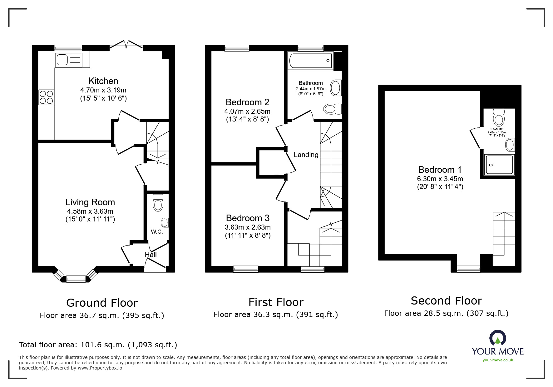 Floorplan of 3 bedroom End Terrace House for sale, Hall Lane, Drakelow, Derbyshire, DE15