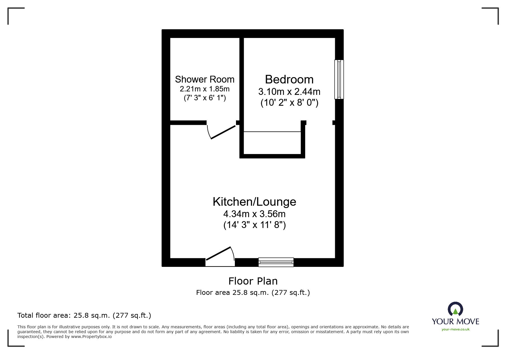 Floorplan of 1 bedroom Flat for sale, Heathlands Grange, Burton-on-Trent, Staffordshire, DE15