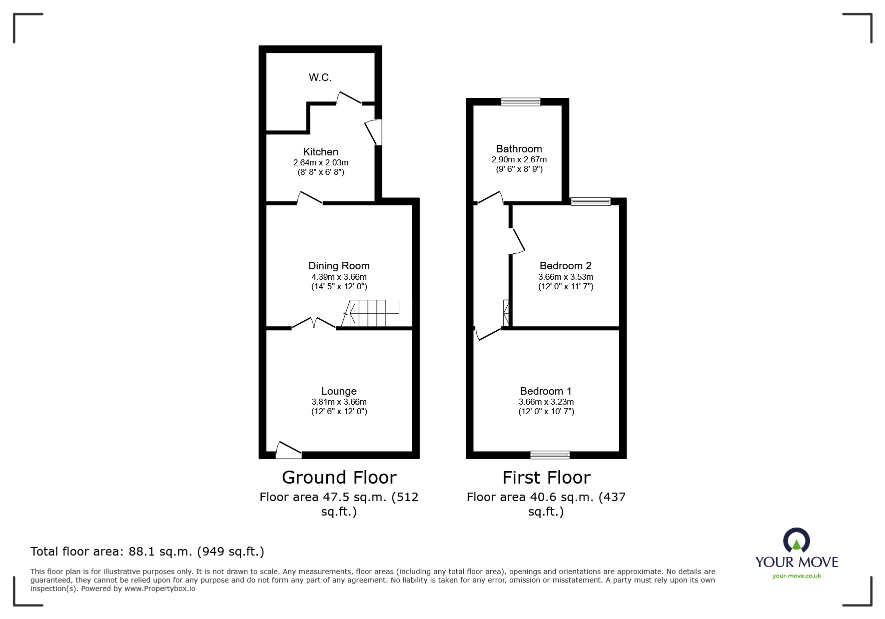 Floorplan of 2 bedroom Mid Terrace House for sale, Needwood Street, Burton-on-Trent, Staffordshire, DE14