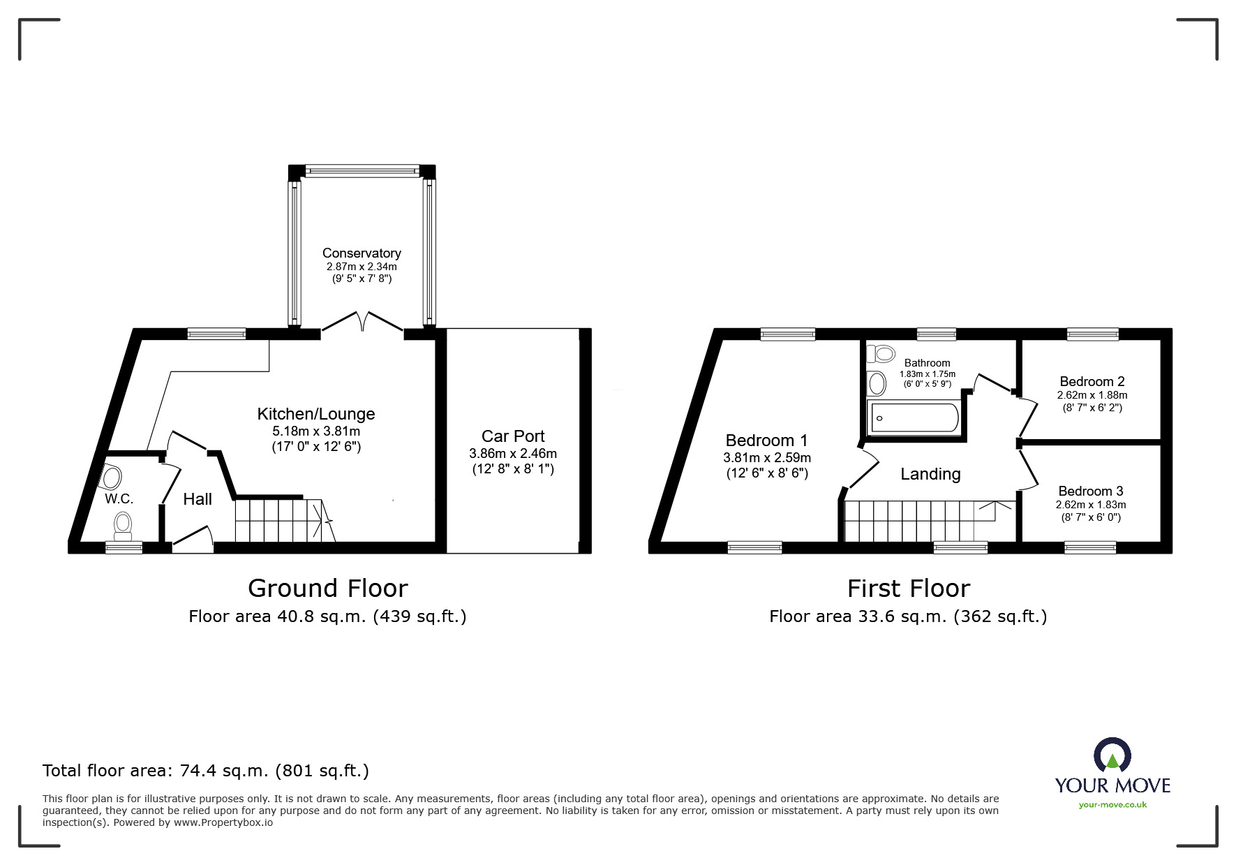 Floorplan of 3 bedroom Mid Terrace House for sale, Westfield Road, Burton-on-Trent, Staffordshire, DE13