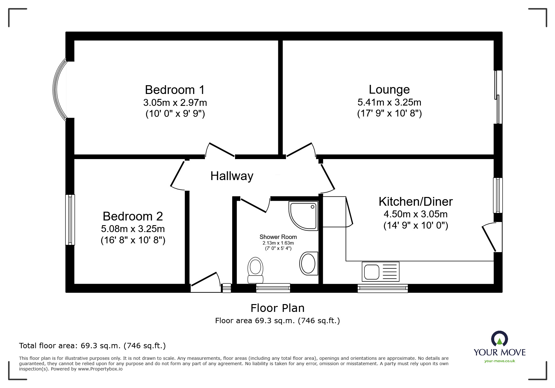 Floorplan of 2 bedroom Detached Bungalow for sale, Ridgeway Road, Burton-on-Trent, Staffordshire, DE15