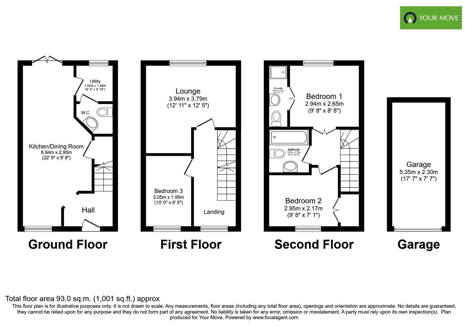 Floorplan of 3 bedroom End Terrace House for sale, Dallow Street, Burton-on-Trent, Staffordshire, DE14