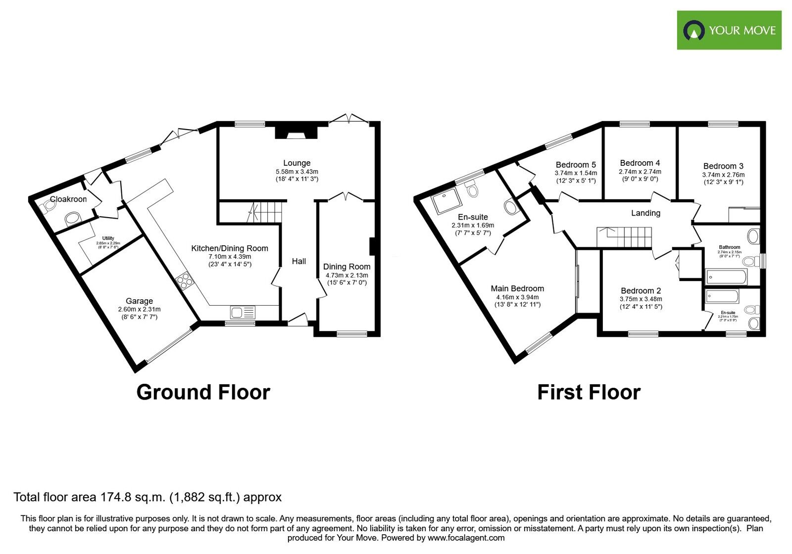 Floorplan of 5 bedroom Detached House for sale, Henhurst Hill, Burton-on-Trent, Staffordshire, DE13
