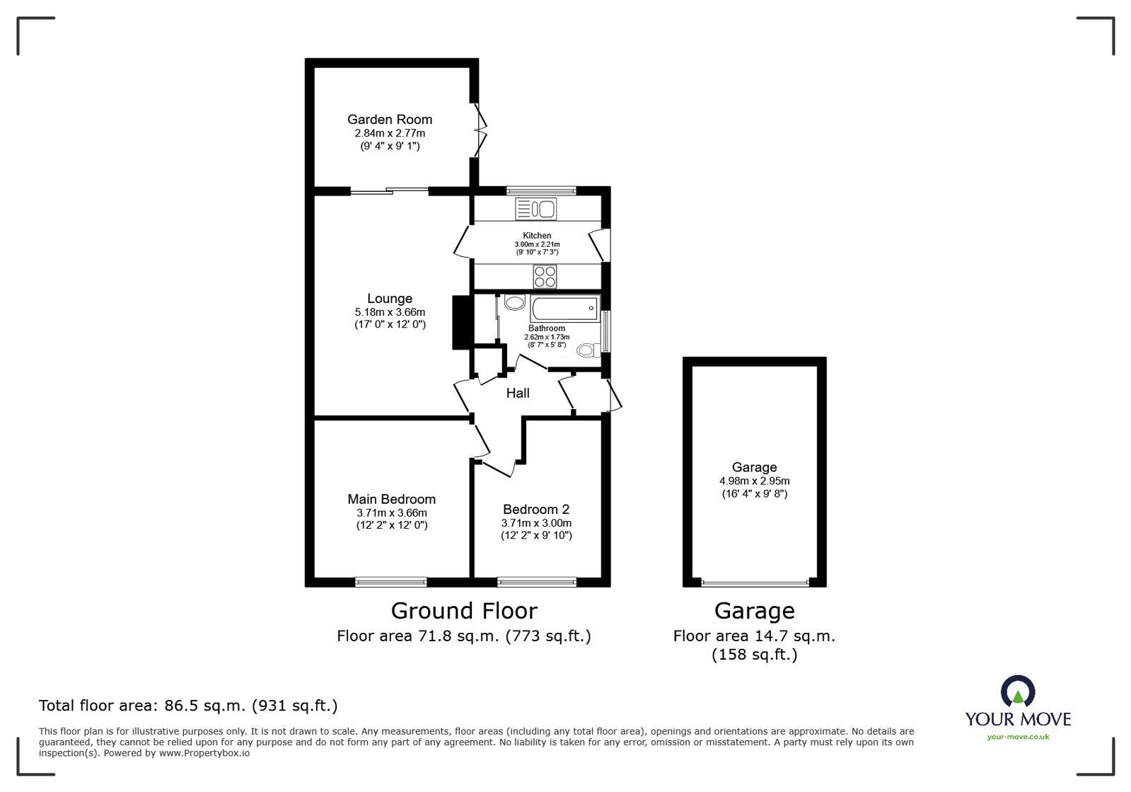 Floorplan of 2 bedroom Detached Bungalow for sale, Dalebrook Road, Burton-on-Trent, Staffordshire, DE15