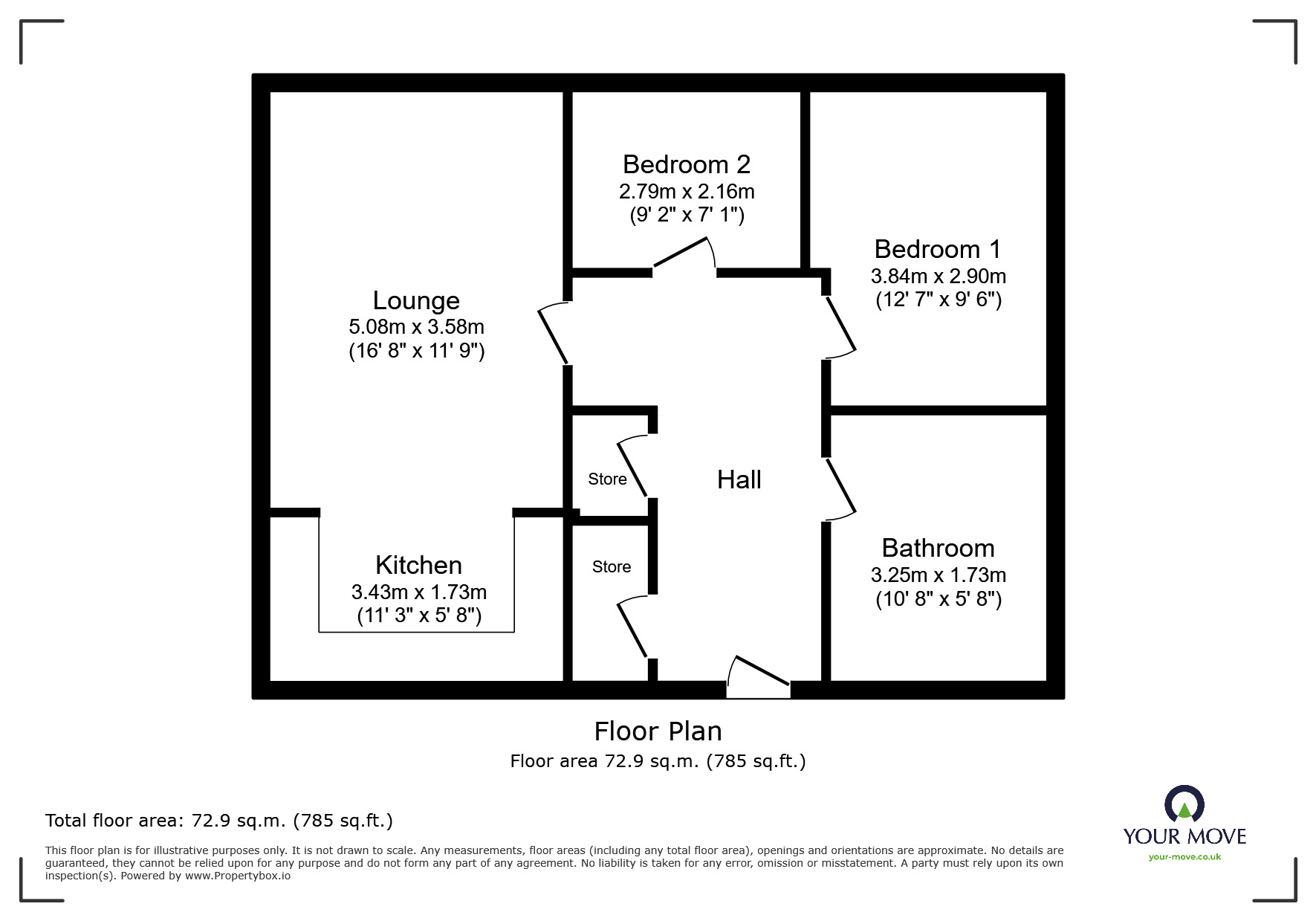 Floorplan of 2 bedroom Flat for sale, Finings Court, Burton-on-Trent, Staffordshire, DE14