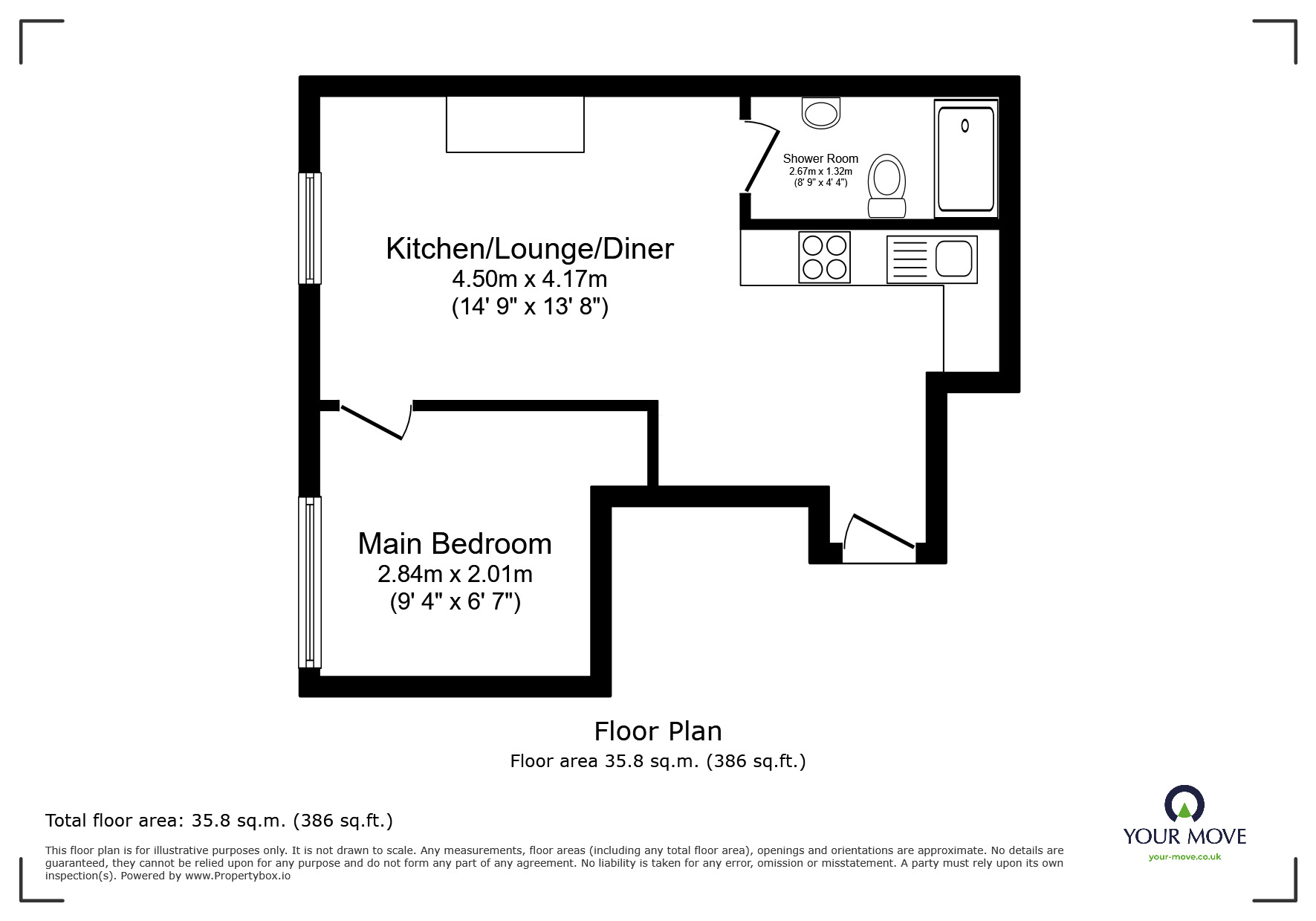 Floorplan of 1 bedroom Flat to rent, Borough Road, Burton-on-Trent, Staffordshire, DE14