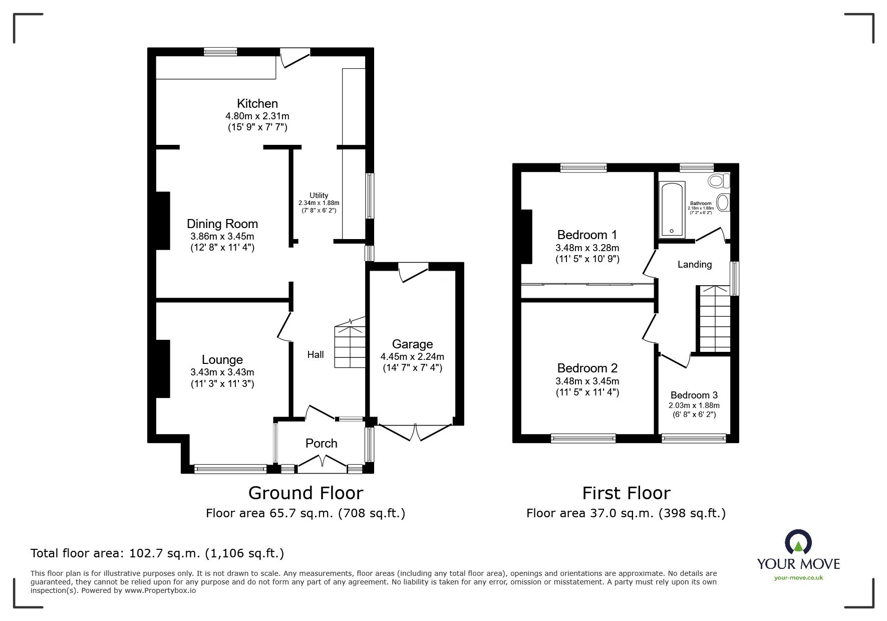 Floorplan of 3 bedroom Semi Detached House for sale, Lichfield Road, Branston, Staffordshire, DE14