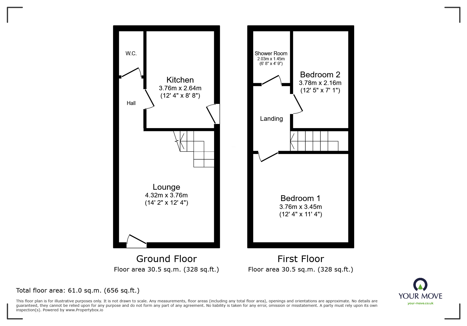 Floorplan of 2 bedroom Semi Detached House for sale, Long Street, Burton-on-Trent, Staffordshire, DE15