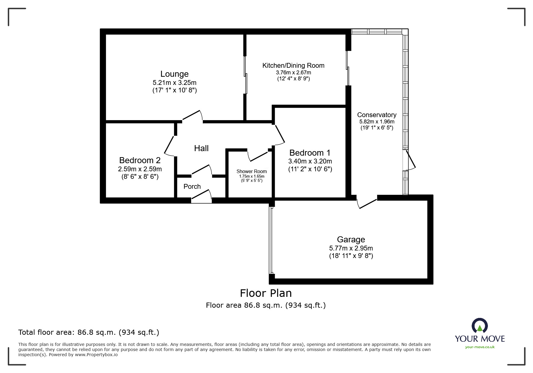 Floorplan of 2 bedroom Semi Detached Bungalow for sale, Charnwood Road, Burton-on-Trent, Staffordshire, DE13