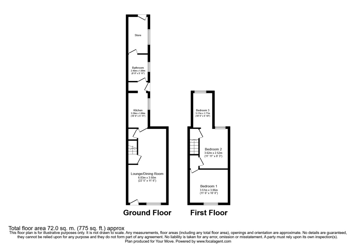 Floorplan of 3 bedroom Mid Terrace House for sale, King Street, Burton-On-Trent, Staffordshire, DE14