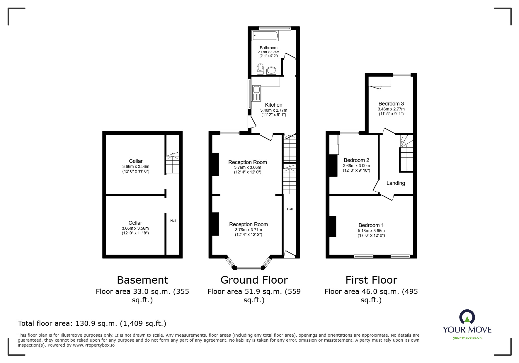 Floorplan of 3 bedroom Mid Terrace House for sale, Sydney Street, Burton-on-Trent, Staffordshire, DE14