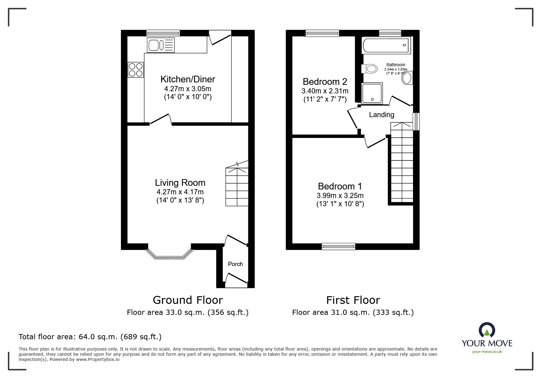 Floorplan of 2 bedroom End Terrace House for sale, Newton Road, Burton-on-Trent, Staffordshire, DE15